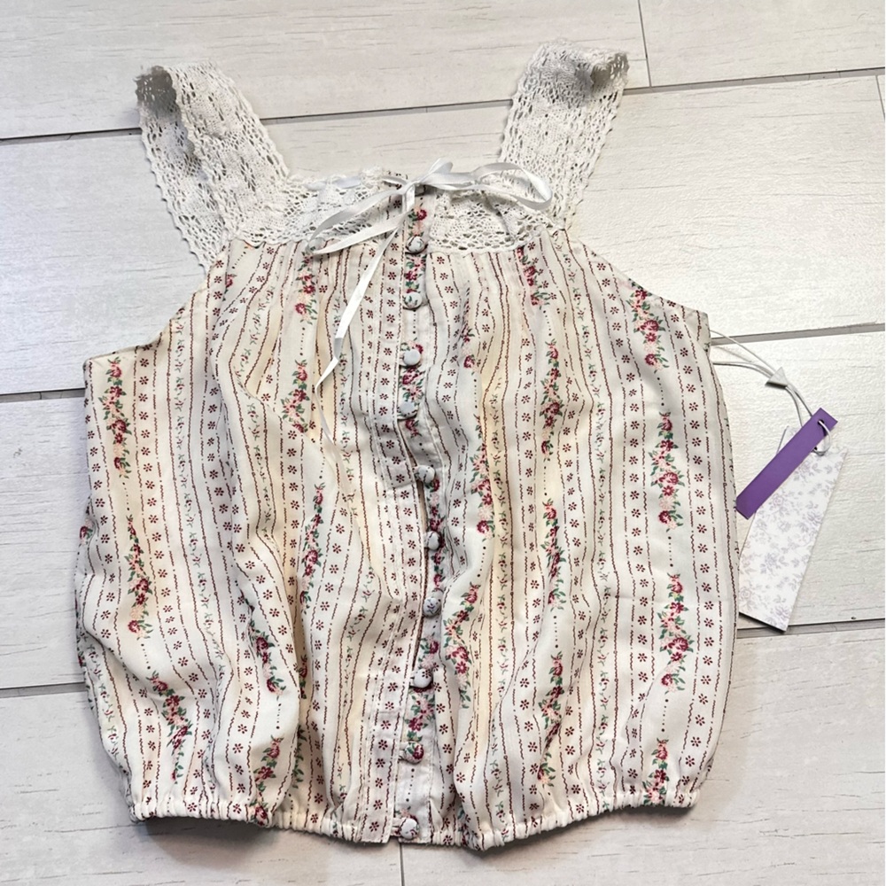 Floral Striped Lace Women Blouse